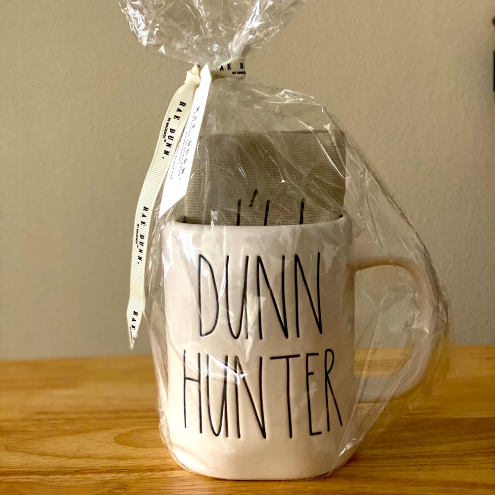 Rae Dunn mug and tea towel gift set